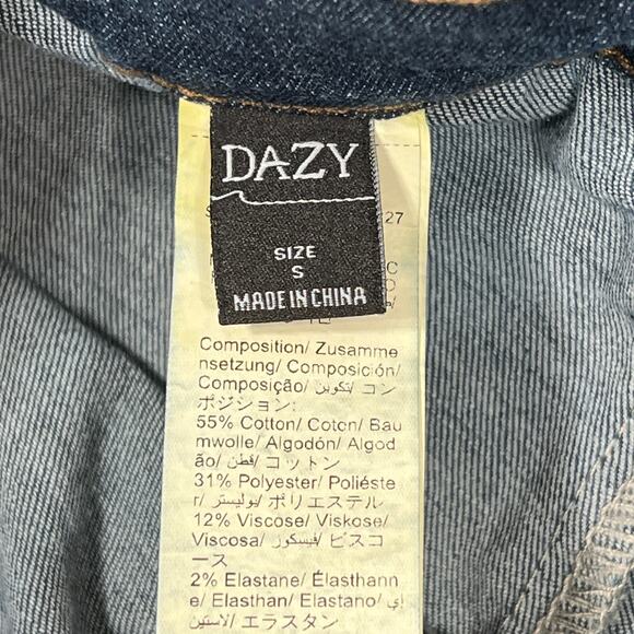 Dazy Pleated Jean Micro Mini Skirt/Skort Small/XS* Faded Dark Wash Denim Y2K 80s - Picture 3 of 9